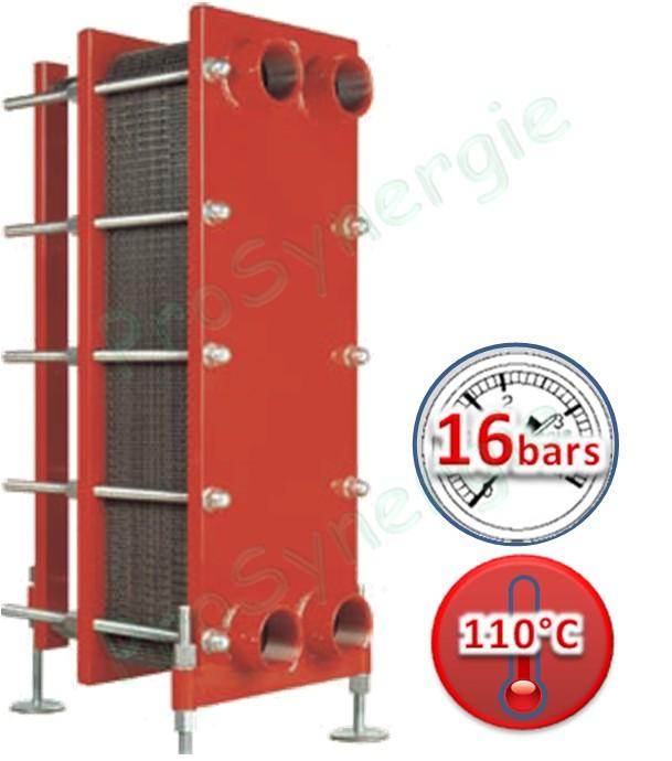 Echangeur type Z4 (16 bars) équipé de 21 à 149 plaques Inox démontables et de joint EPDM (140°C)