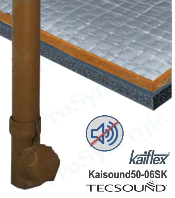 Plaque Isolant acoustique (1.20x6m=7.20m²) pour conduits et réseaux - Mousse NBR, masse polymère Tecsoud (Kaisound) sans bitume +1 face adhésive
