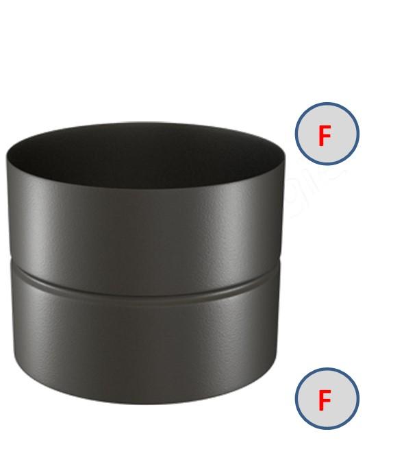 Raccord Femelle / Femelle Email Noir Mat pour Tuyau de Conduit de Fumée - 12 cm