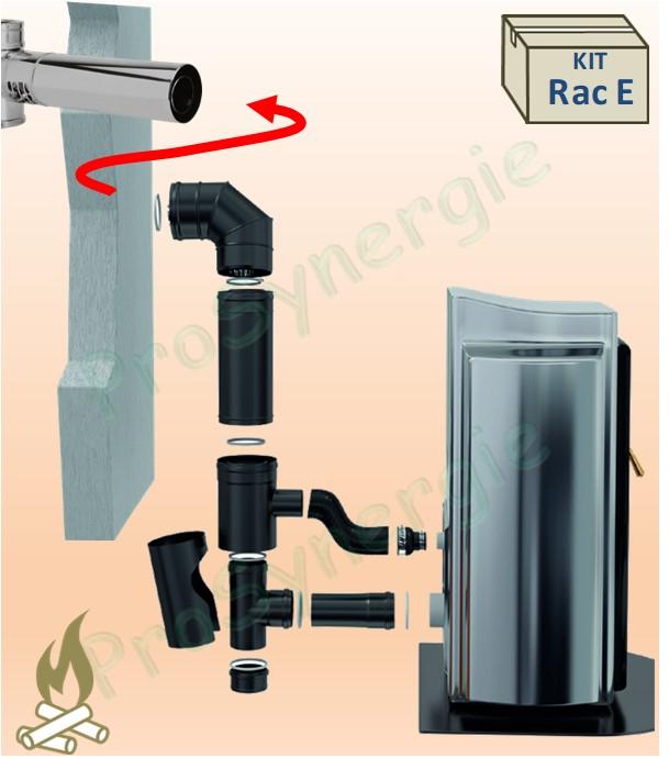 Kit raccordement Pellet concentrique sur cheminée isolée extérieure