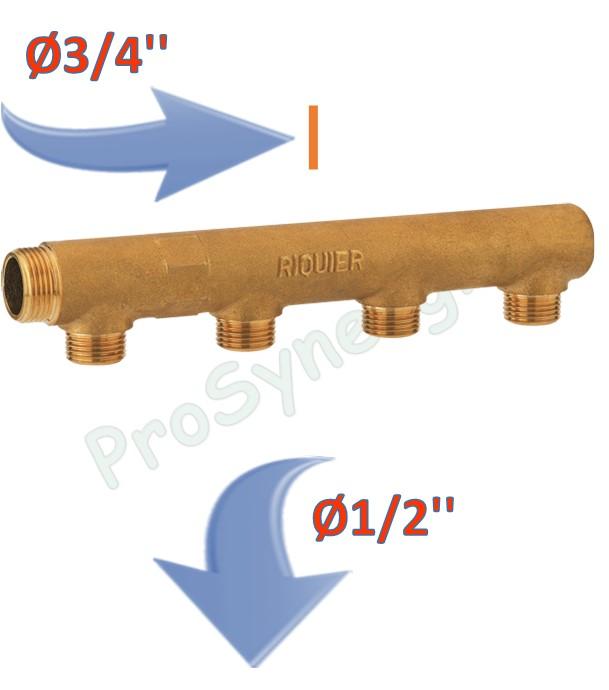 Collecteur bouché ØM 3/4´´ - Départs à visser ØM 1/2´´