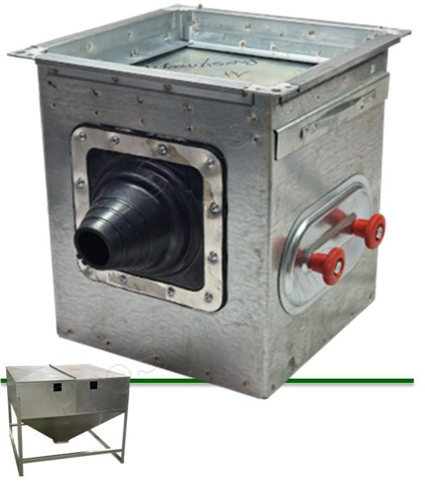 Cassette modusilo montage cadre pour prélèvement latéral par vis (raccordement latéral 30 à 45°) + registre d'isolement et réglage + trappe de visite