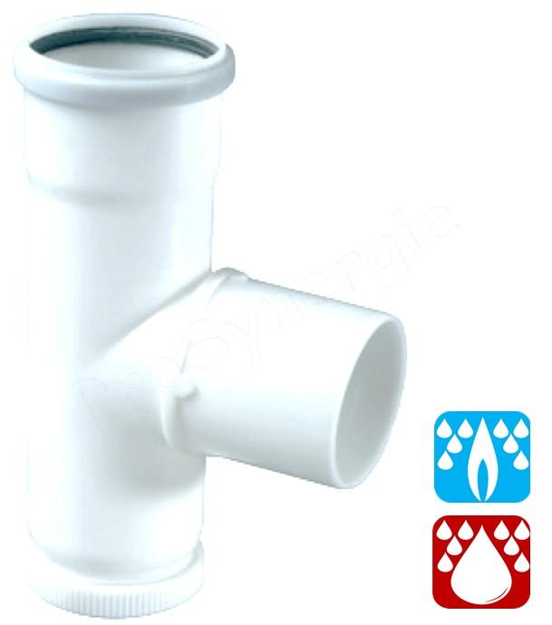 Té de visite PP rigide Ø  80 mm + joint EPDM