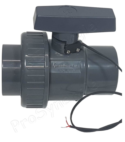 Vanne PVC à boisseau sphérique avec contact de position (câble long. 500 mm) raccordement Ø 50 mm - pour système d´extraction pneumatique de granulés