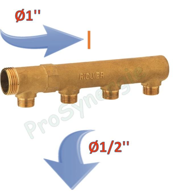 Collecteur bouché ØM 1´´ - Départs à visser ØM 1/2´´