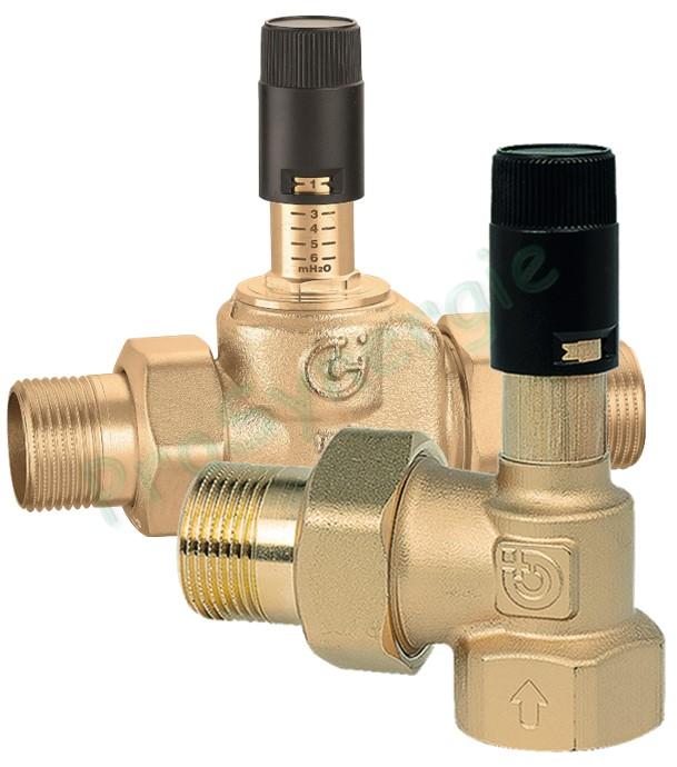 Soupape pression différentielle équerre ou droite réglable avec échelle graduée 1 à 6 mCE ØM/F écrou libre 3/4´´