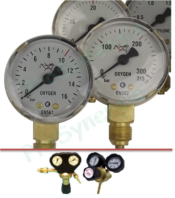 Manomètre pour détendeur Jetcontrol / Minidave - Ø 50 mm - Pied 1/4'' - Oxygène, Oxygène ou Gaz Neutre