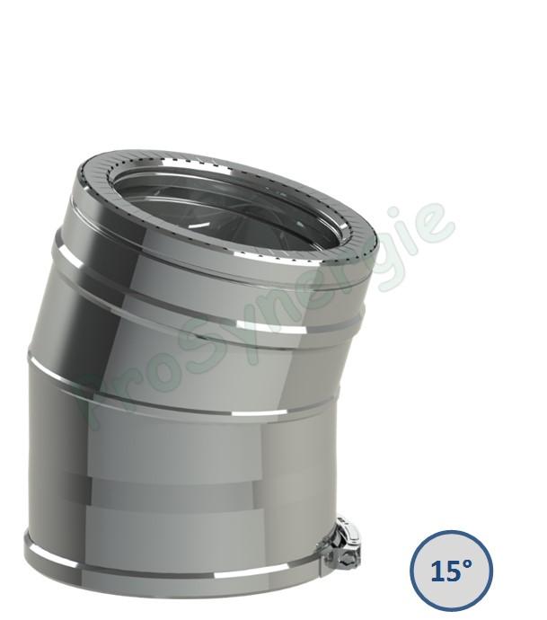 Coude à 15° Inox 316/304 pour conduit de fumée Isolé Duoten