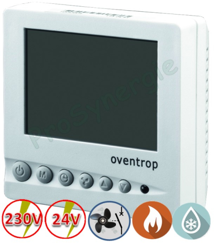 Thermostat d'ambiance digital chaud / froid + commande ventilo-convecteur - pose en applique
