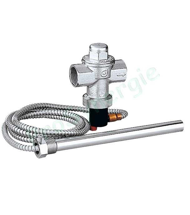Soupape de sécurité thermique pour échangeur de sécurité (type 543) raccord ØF 3/4´´ - ouverture à 95°C (maxi 110°C / 10 bars / 100KW) + Sonde ØM 1/2´´ long. 197mm  capillaire long. 1.3m