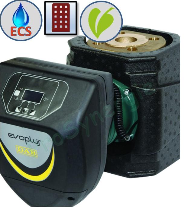 Circulateur à Bride d'eau chaude sanitaire (bouclage) corps bronze Evoplus électronique - Débit jusqu´à 30m3/h