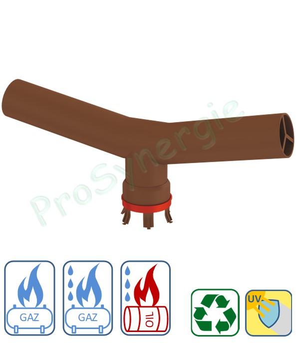 Terminal en  T  PVDF pour conduit Technaflon  sous chapeau béton Ø 80 ou 100 mm, longueur 550 mm