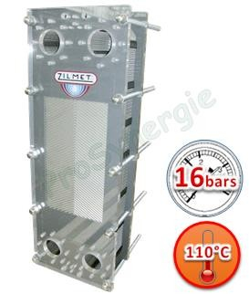 Echangeur type Z5 (16 bars) équipé de 49 à 299 plaques Inox démontables et de joint EPDM (140°C) - 266m3/h