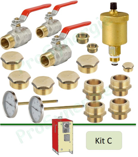 C - Kit accessoires ballon tampon primaire (purge, vannes, réductions et thermomètres)