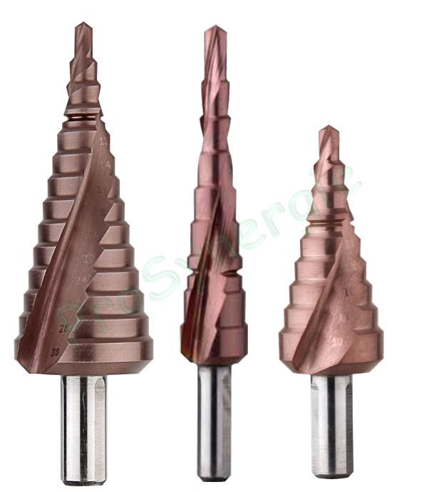 Foret Etagé de perçage Cobalt TiAIN (Ø4-12 ou Ø4-20 ou Ø4-30 mm) - pour Inox et acier et autres