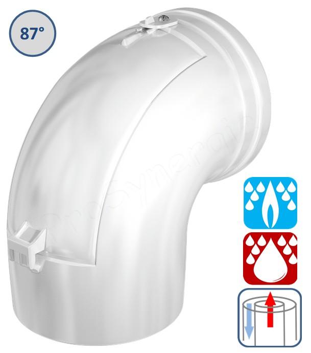 Coude de Visite 87° Concentrique PPs/Alu pour chaudières Gaz/Fioul Condensation