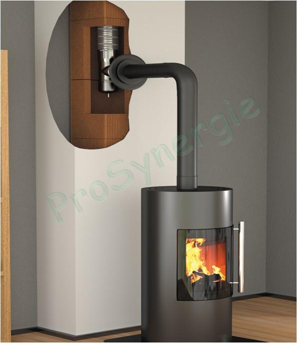 Exemples de montage de raccordement d´un poêle à bois au conduit de fumée