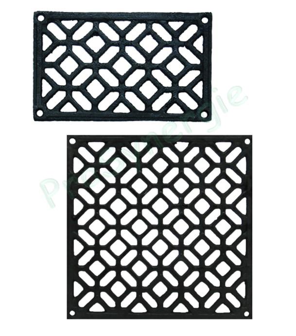 Grille Fonte noire en applique - carrées ou rectangulaires