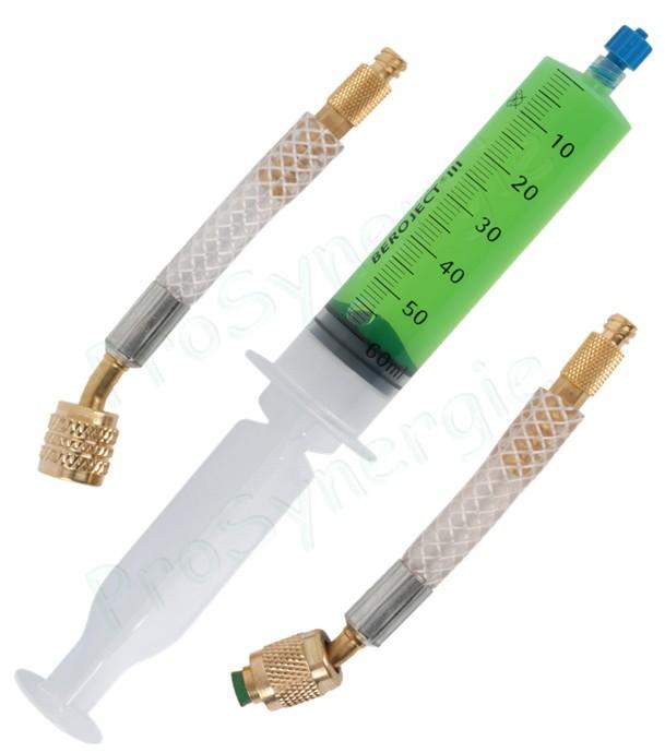 ZeroLeak Seringue avec adaptateurs d'injection circuit clim - Réparation de fuites à l´interieur des installations réfrigérantes