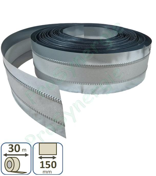 Manchette souple M0 largeur 150 ou 240 mm - rouleau de 30,5 mètres pour raccord de Ventilation et conduit d´air (Galva - Tissus - Galva)