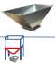 Avaloir, réhausse et couvercle 428 litres granulé (trémie pellet) 1060x560mm haut. 1m acier galvanisé pour cassette transfert pneumatique 262x262mm